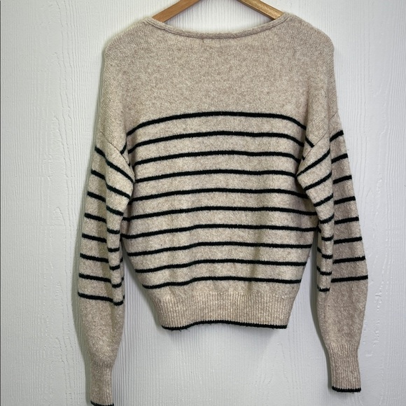 Madewell - Wedged Luxury Forest Green  Stripe V Neck Long Sleeve Sweater Size XS - Picture 12 of 12